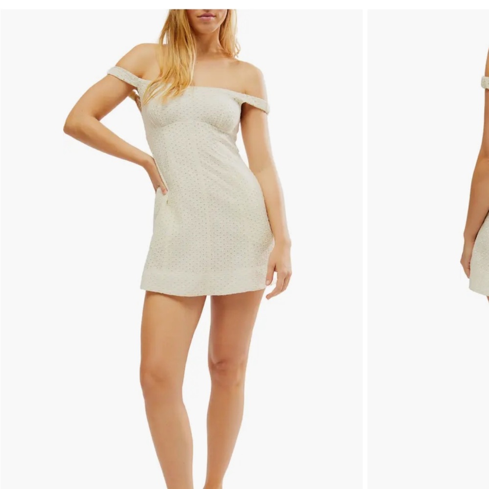 Free People Berry Kiss Eyelet Off the Shoulder Minidress